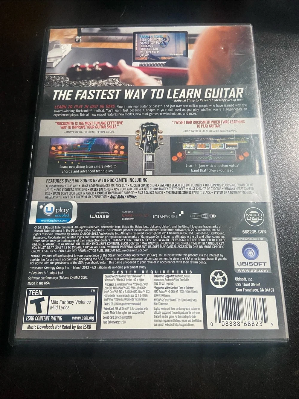 Rocksmith 2014 Edition PC windows disc only (bx3)
